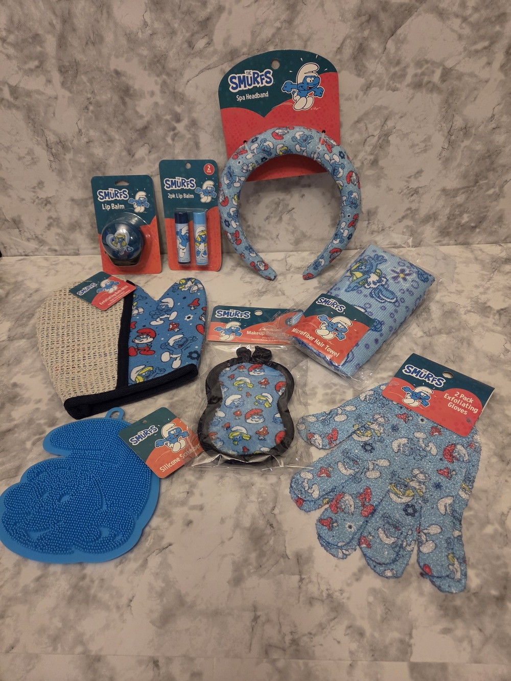 Smurfs Blue Spa 8 Piece Set - Headband & Bath Accessory Set - Blue
